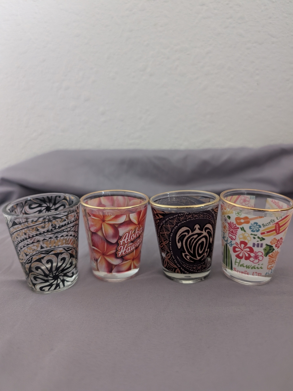 Collectable Hawaiian Floral and Tribal Shot Glass Set - Multicolor
